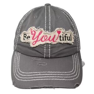 KBETHOS Baseball Cap Gray Pink OS Distressed Be You tiful Embroidered Hat